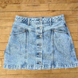 Abercrombie & Fitch Acid Wash Button Front Denim Natural Rise Skirt